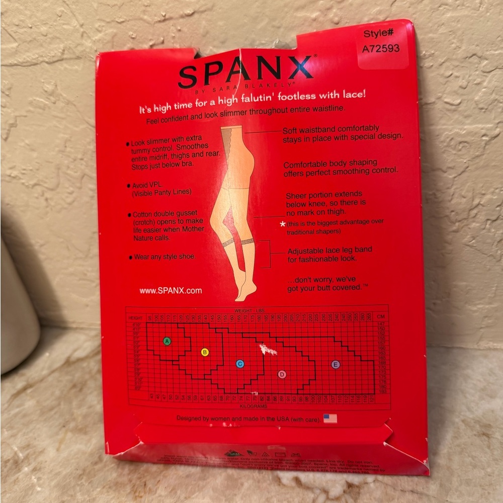 SPANX High-falutin’ footless with lace sz E NEW - Picture 3 of 6